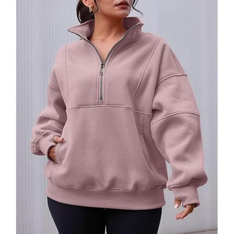 Damen Sweatshirt mit halbem Reißverschluss und oversized Schnitt Drune