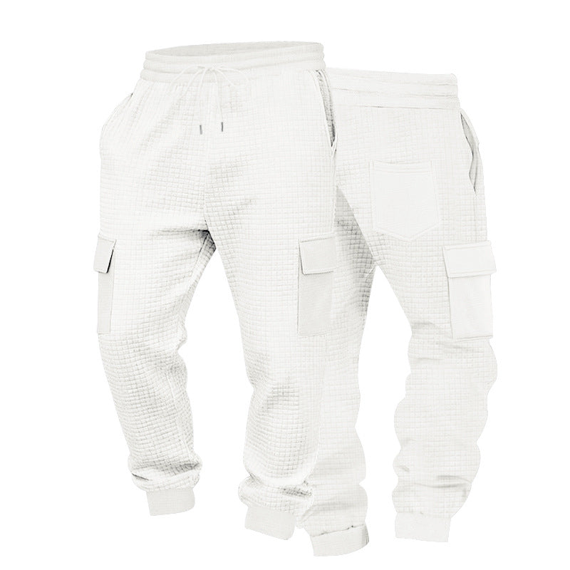 Herren Cargo-Jogginghose mit Waffelstruktur, elastischem Bund und Klappentaschen Drune