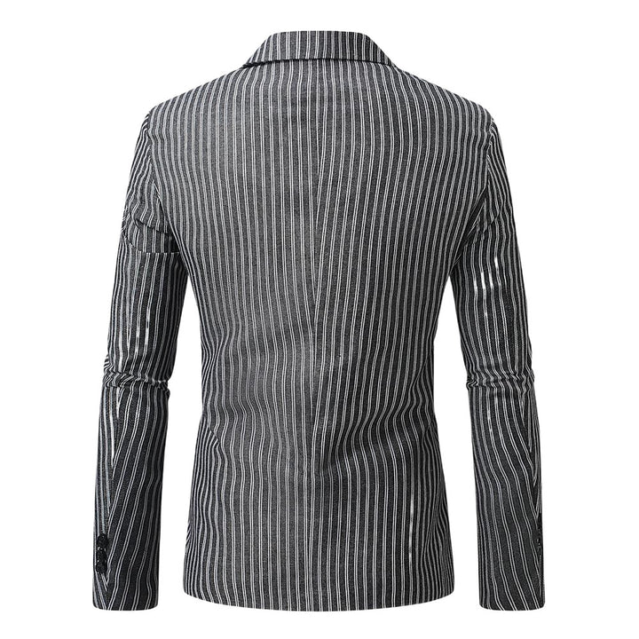 Herren nan gestreiftes Slim-Fit Sakko mit schmalem Revers und Single-Button Drune