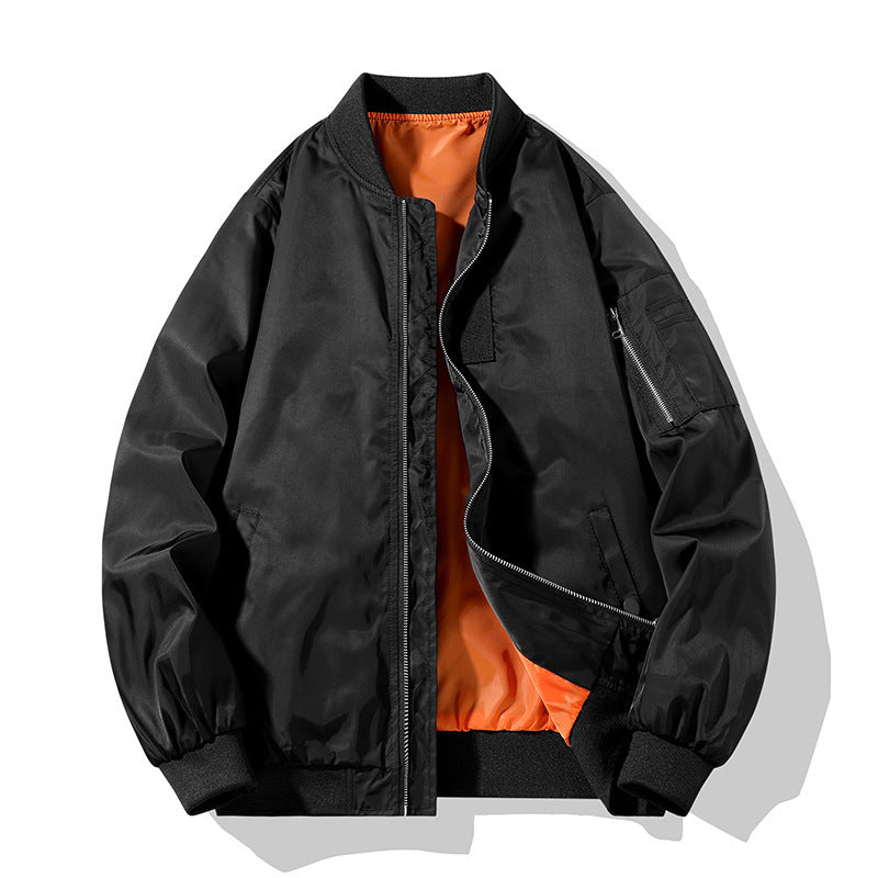 Herren Piloten-Bomberjacke im Military-Look mit kontrastierendem Innenfutter, Ärmeltasche und gerippten Bündchen Drune