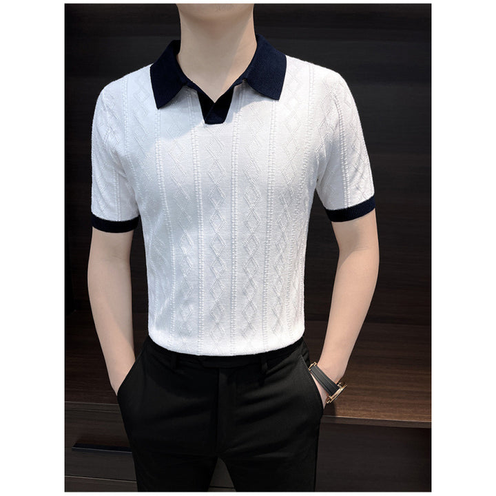 Herren Elegantes Strickpolo mit Kontrastkragen Drune