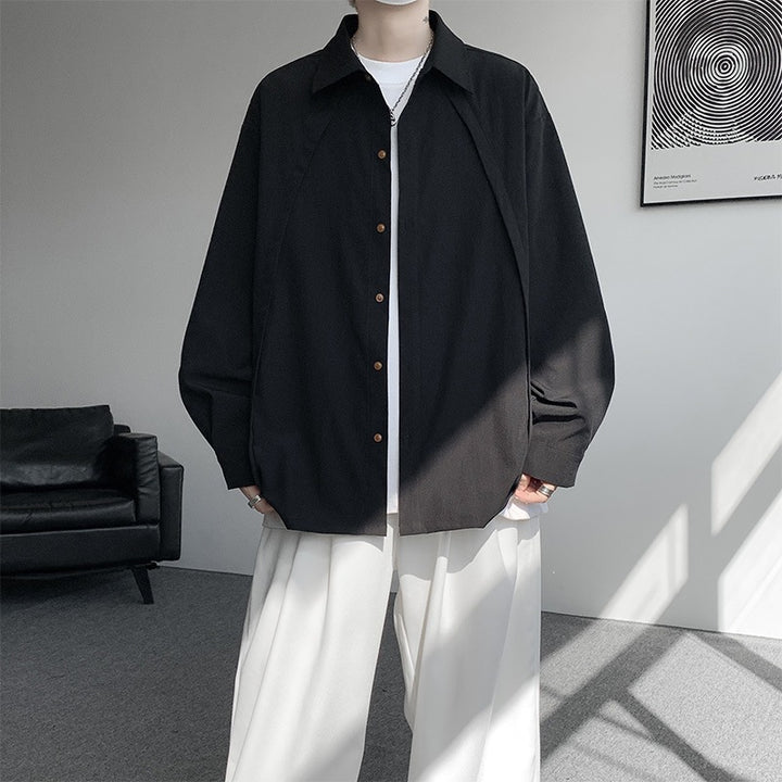 Herren Oversize-Hemdjacke aus leichtem Baumwollmix mit geradem Schnitt & Knopfleiste Drune
