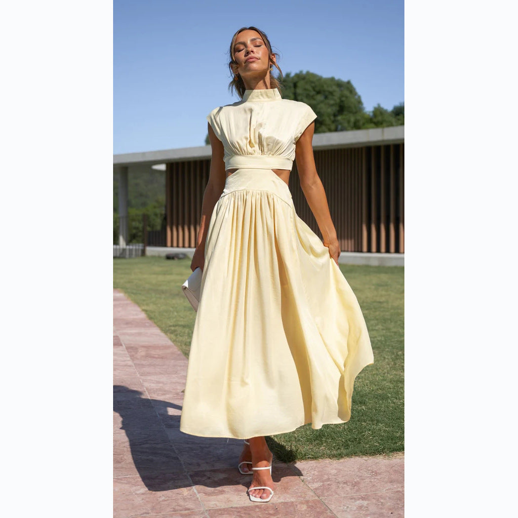 Damen Maxikleid mit kreativem Schnitt und tailliertem Design Drune