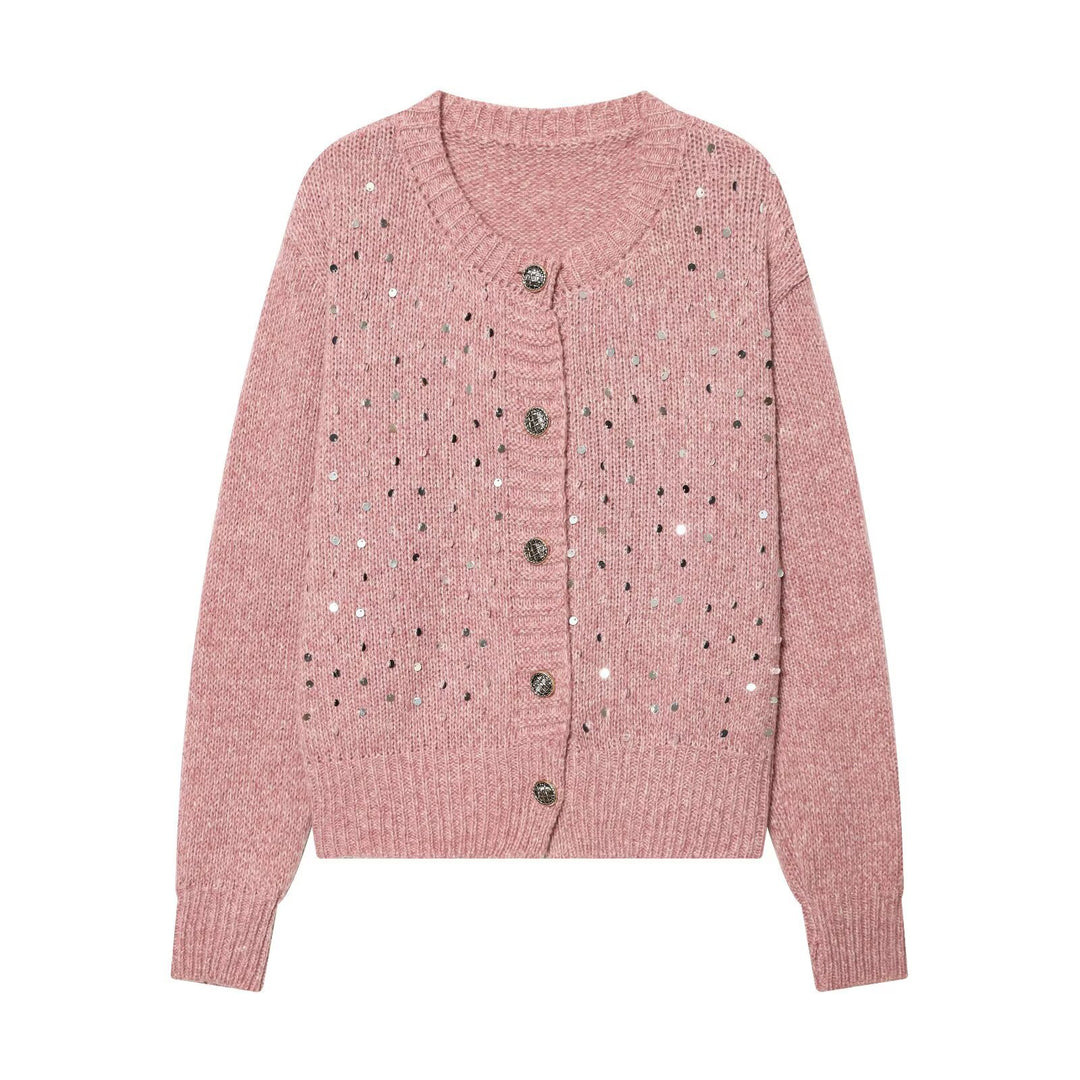 Damen Strickcardigan mit Pailletten und Zierknöpfen Drune