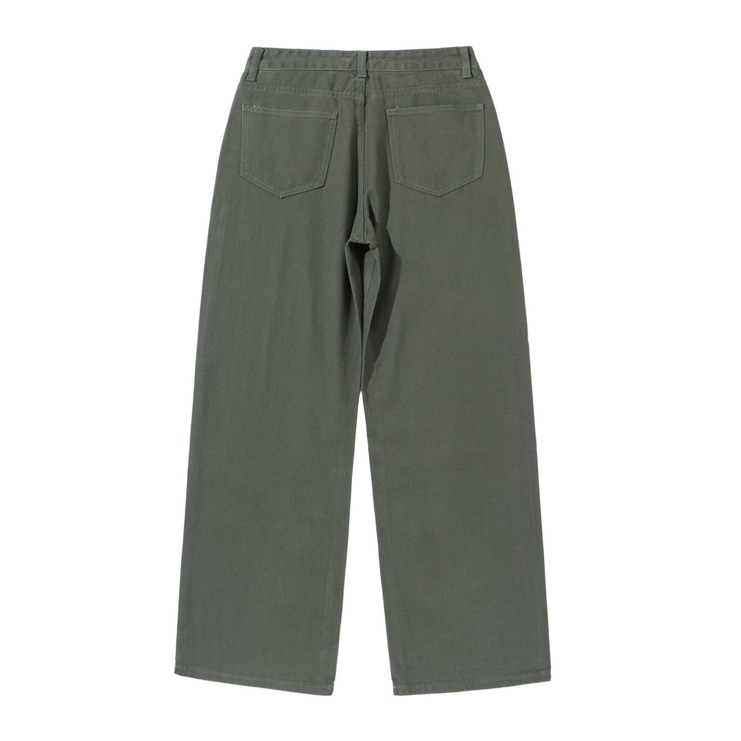 Damen Weite Cropped-Hose mit hohem Bund, geradem Bein und Five-Pocket-Design Drune