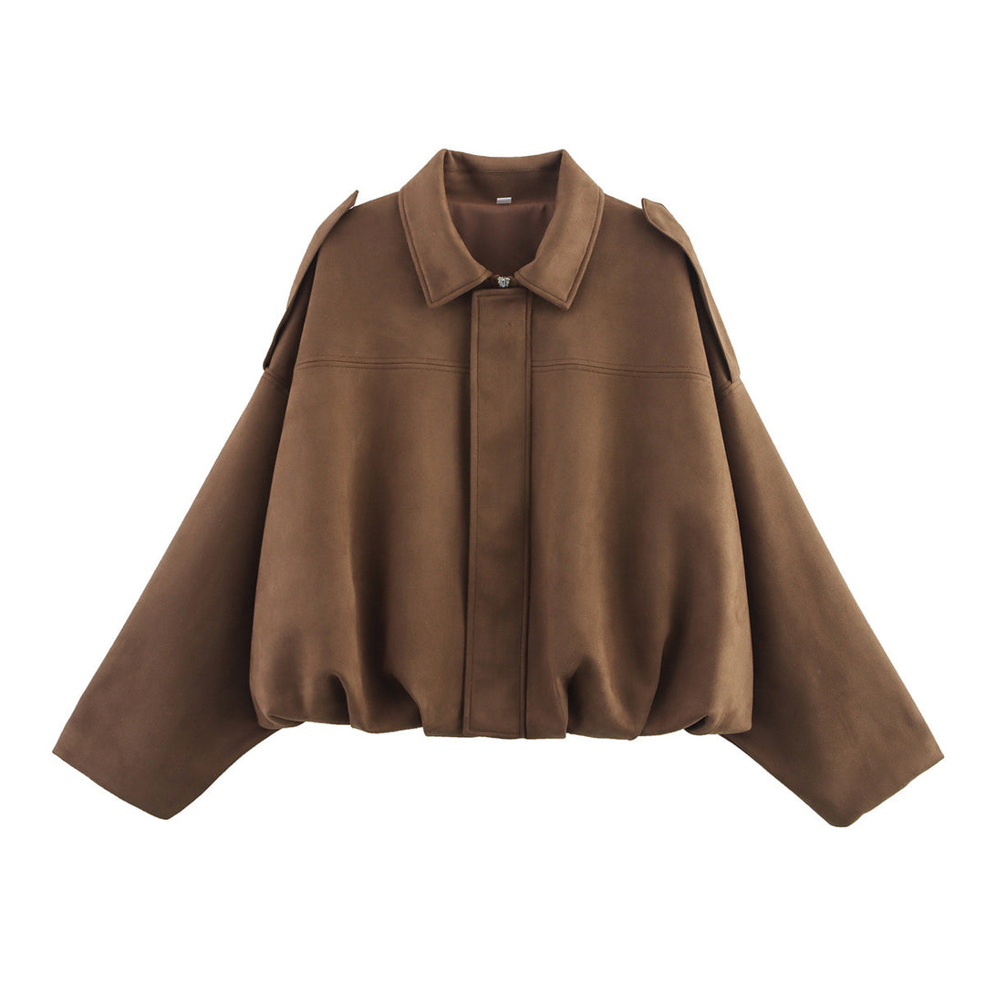 Damen Kurzjacke im Oversize-Cape‑Stil mit Ballonbund und Schulterklappen Drune