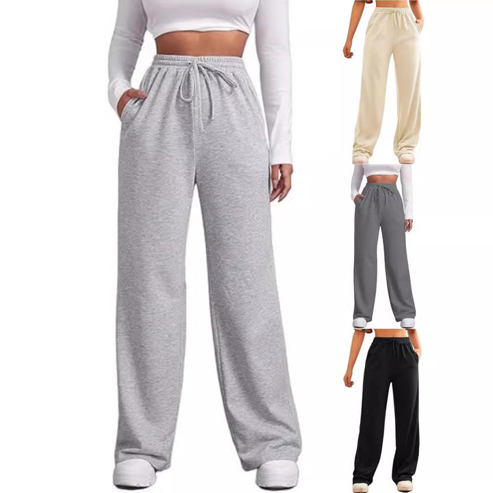 Damen nan fließende Relax-Palazzohose mit hohem Komfortbund, Kordelzug und seitlichen Einschubtaschen Drune