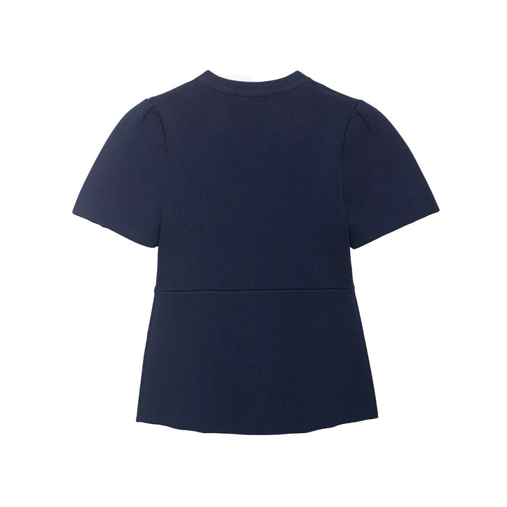 Damenbluse mit strukturierten Puffärmeln und Knopfdetail Drune