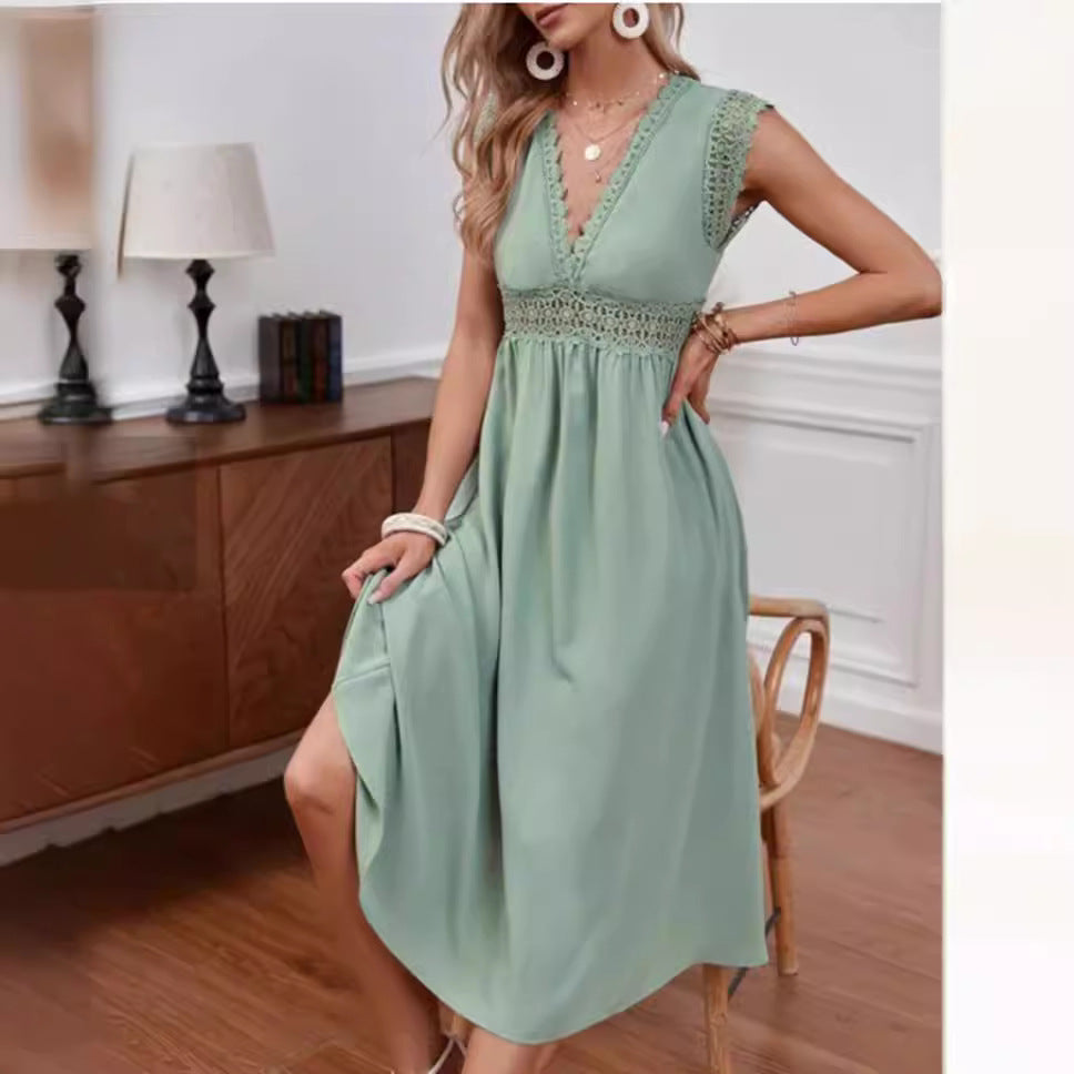 Damen Kleid mit Spitzendetails und lockerer Passform Drune
