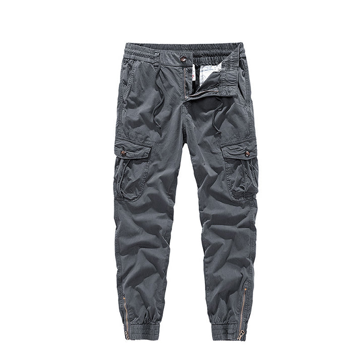 Herren Tapered-Cargo-Jogger aus Baumwoll-Twill mit elastischem Tunnelzugbund, Klapp-Utility‑Taschen und Knöchelreißverschlüssen Drune