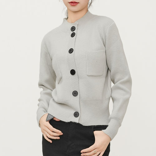 Damen Strickjacke mit Knopfleiste und praktischer Brusttasche Drune
