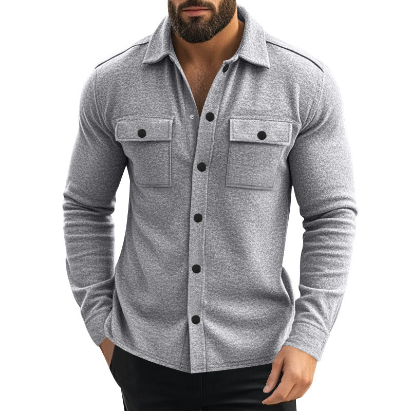 Herren Overhemdjacke mit zwei aufgesetzten Taschen und strukturiertem Stoff Drune