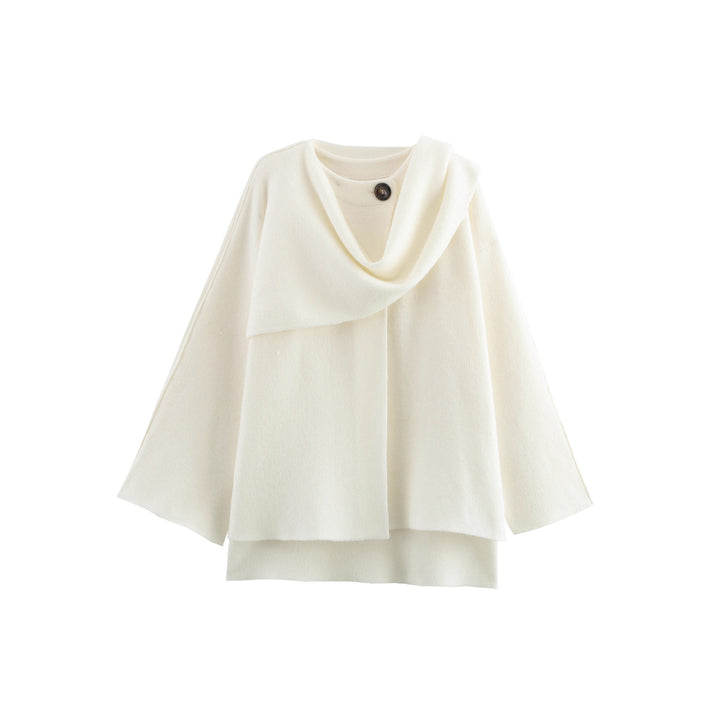 Damen Cape mit asymmetrischem Fall, Stehkragen und Wollmix Drune