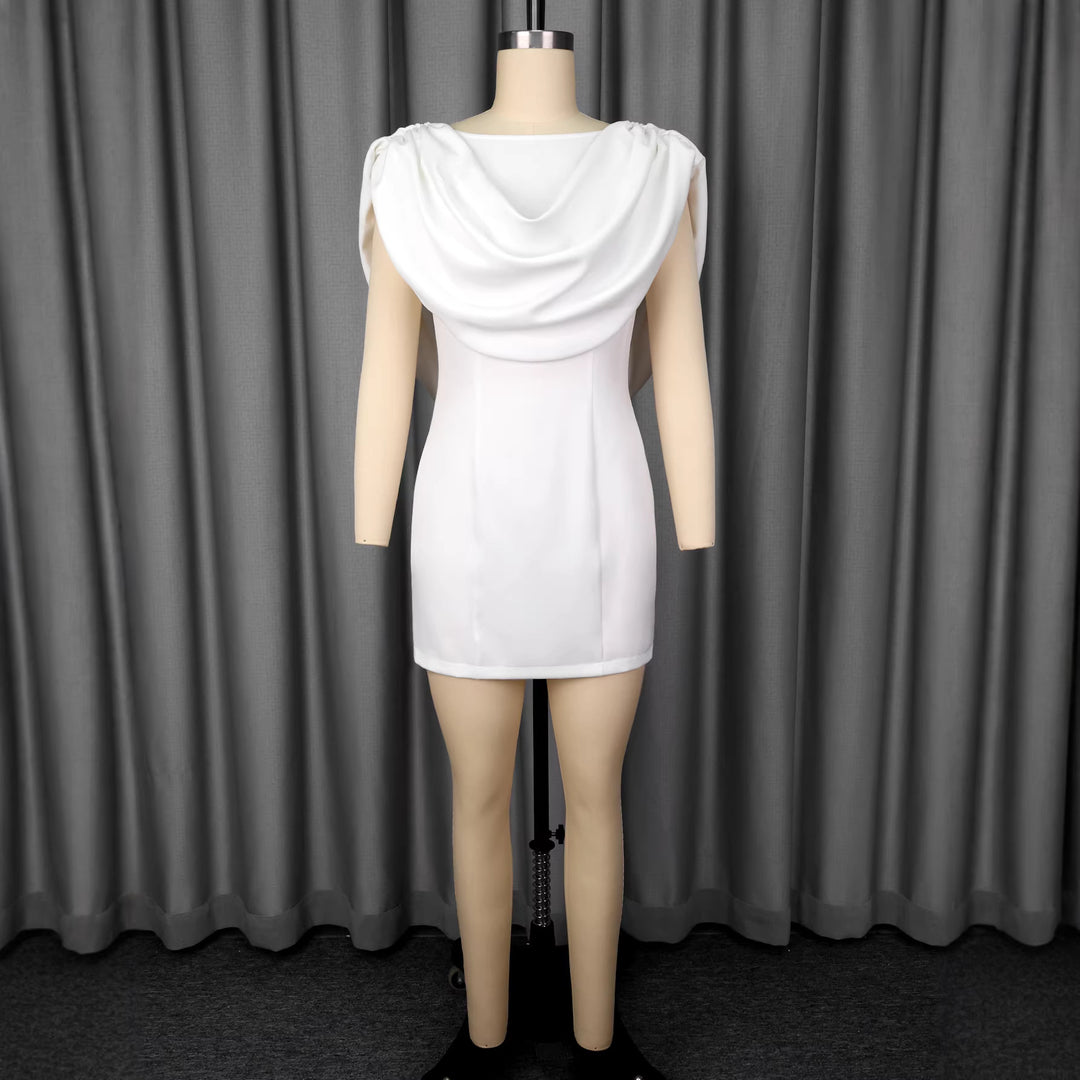 Damen Wickelkleid mit voluminösem Kragen und schimmerndem Finish Drune