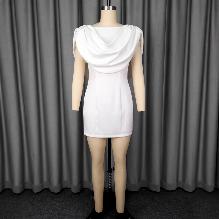Damen Wickelkleid mit voluminösem Kragen und schimmerndem Finish Drune