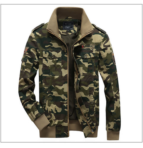 Herren Camouflage-Fieldblouson im Utility‑Stil mit Rippbündchen und Schulterklappen Drune