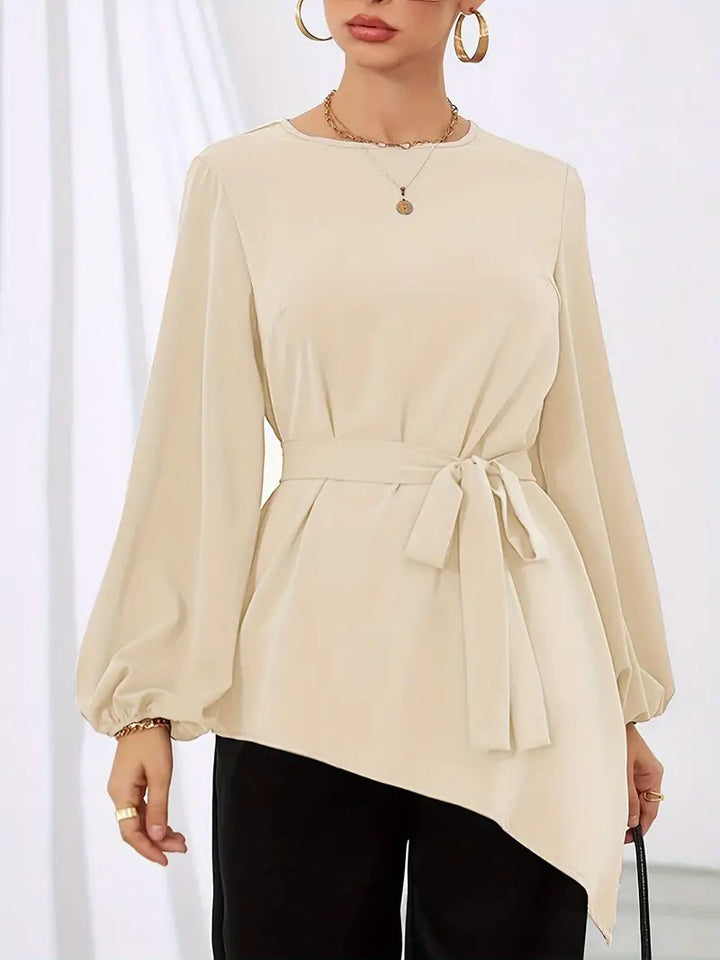 Damen Elegantes Oberteil mit asymmetrischem Saum und Taillierung Drune