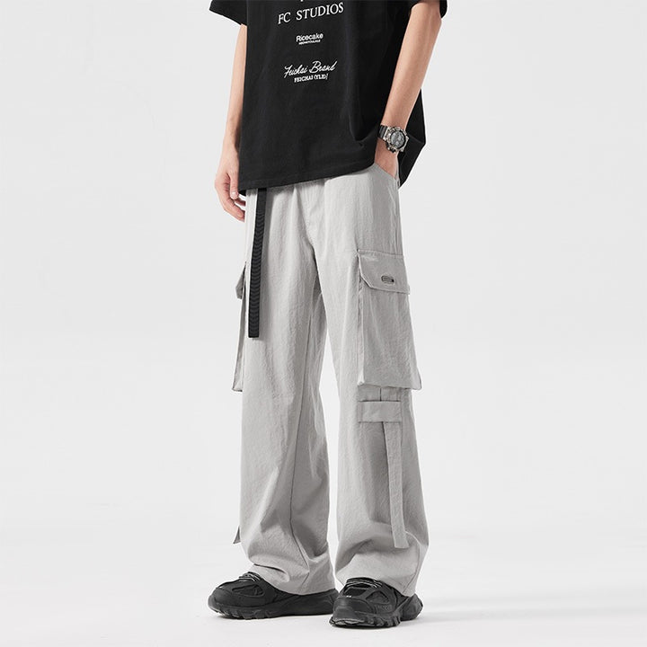 Herren Baggy-Cargohose mit extra großen Utility-Taschen, geradem Bein & integriertem Stoffgürtel Drune