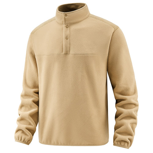 Herren Legerer Thermo-Fleece-Troyer mit Knopfleiste und elastischen Bündchen Drune