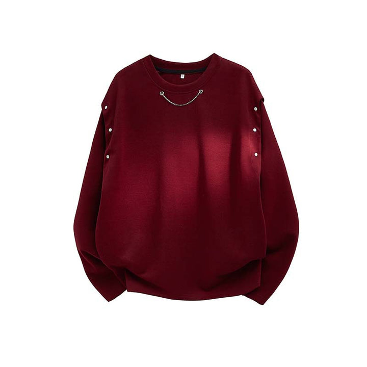 Damen Oversized Sweatshirt mit Ketten-Detail und Druckknopf-Ärmelöffnung Drune
