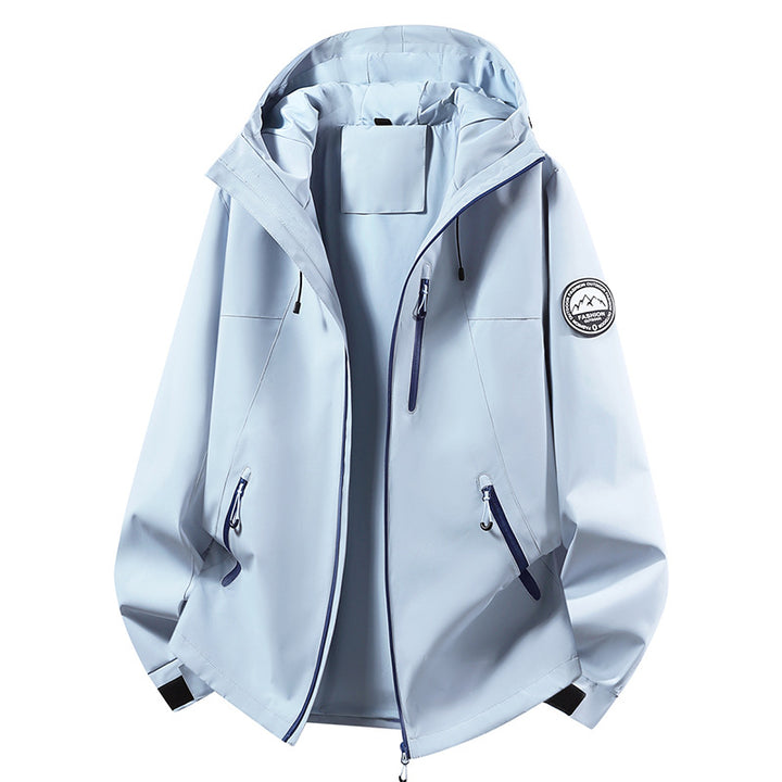 Unisex ultraleichter wasserdichter Kapuzenblouson mit verschweißten Nähten und Brust-Reißverschluss Drune