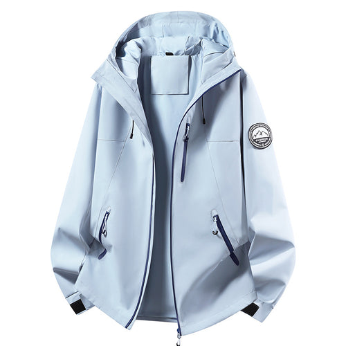 Unisex ultraleichter wasserdichter Kapuzenblouson mit verschweißten Nähten und Brust-Reißverschluss Drune
