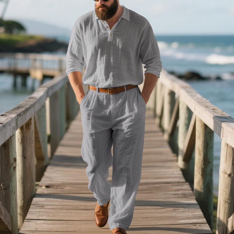 Herren modischer Zweiteiler mit Poloshirt und bequemen Bund Drune