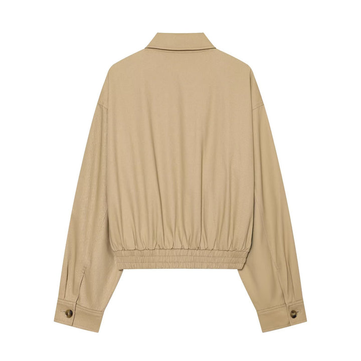Damen Kurzblouson mit Reißverschluss, elastischem Saum und kariertem Innenfutter Drune
