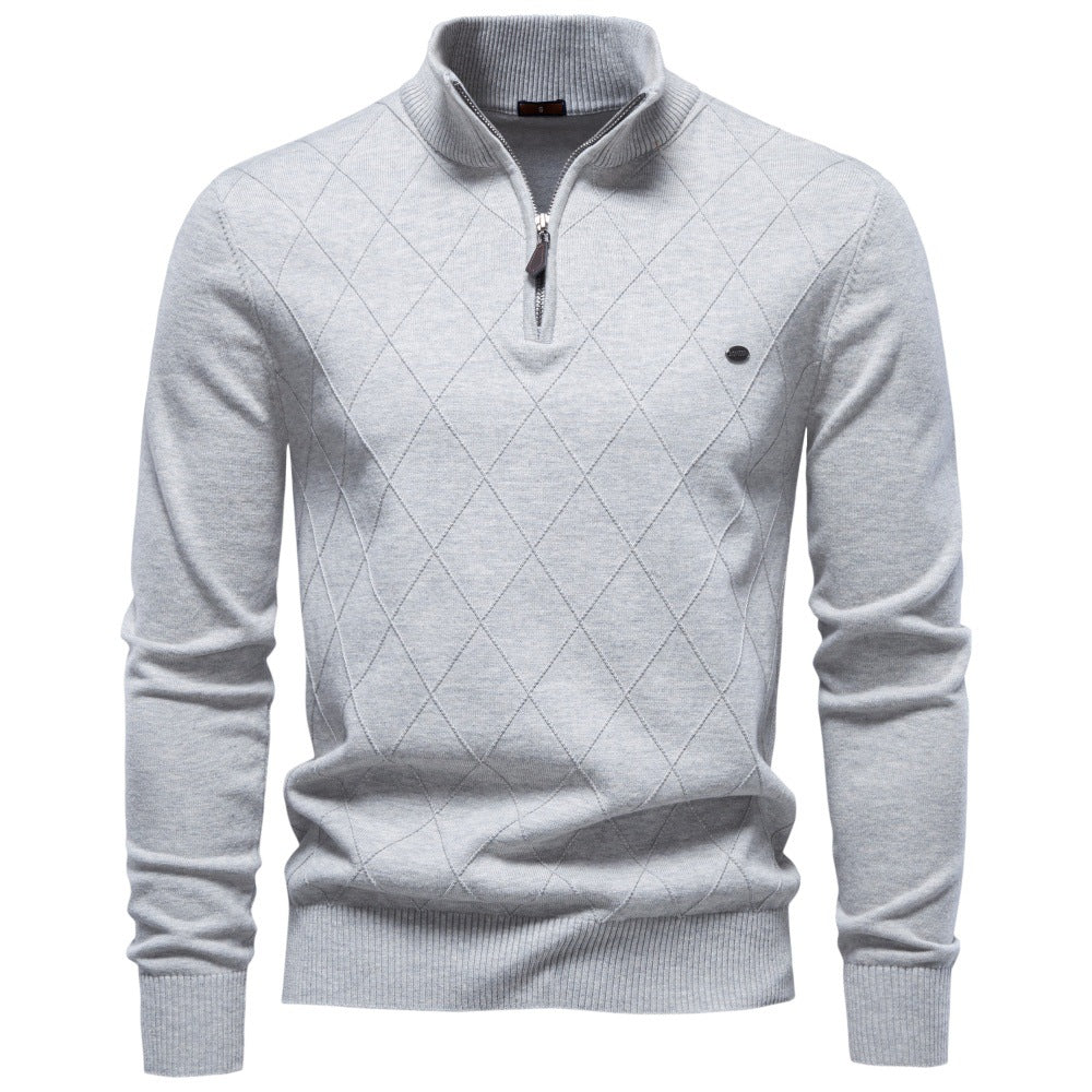 Herren Strickpullover mit Troyerkragen und Rautenmuster Drune