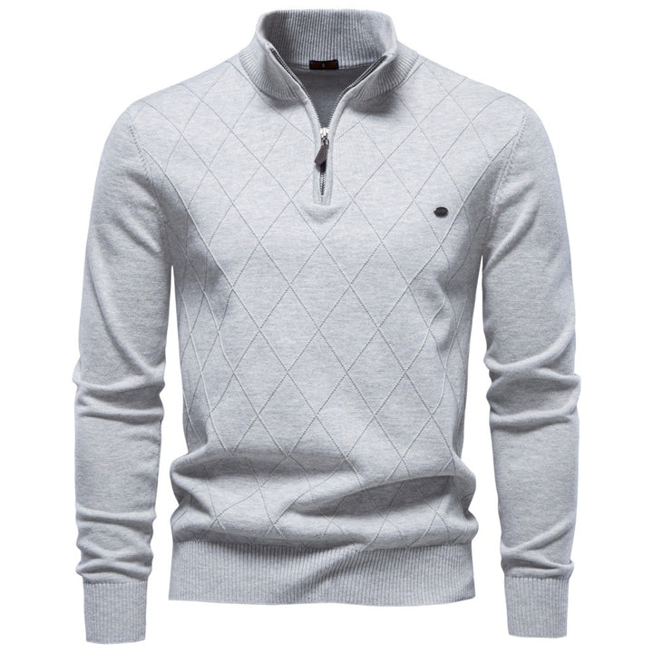 Herren Strickpullover mit Troyerkragen und Rautenmuster Drune