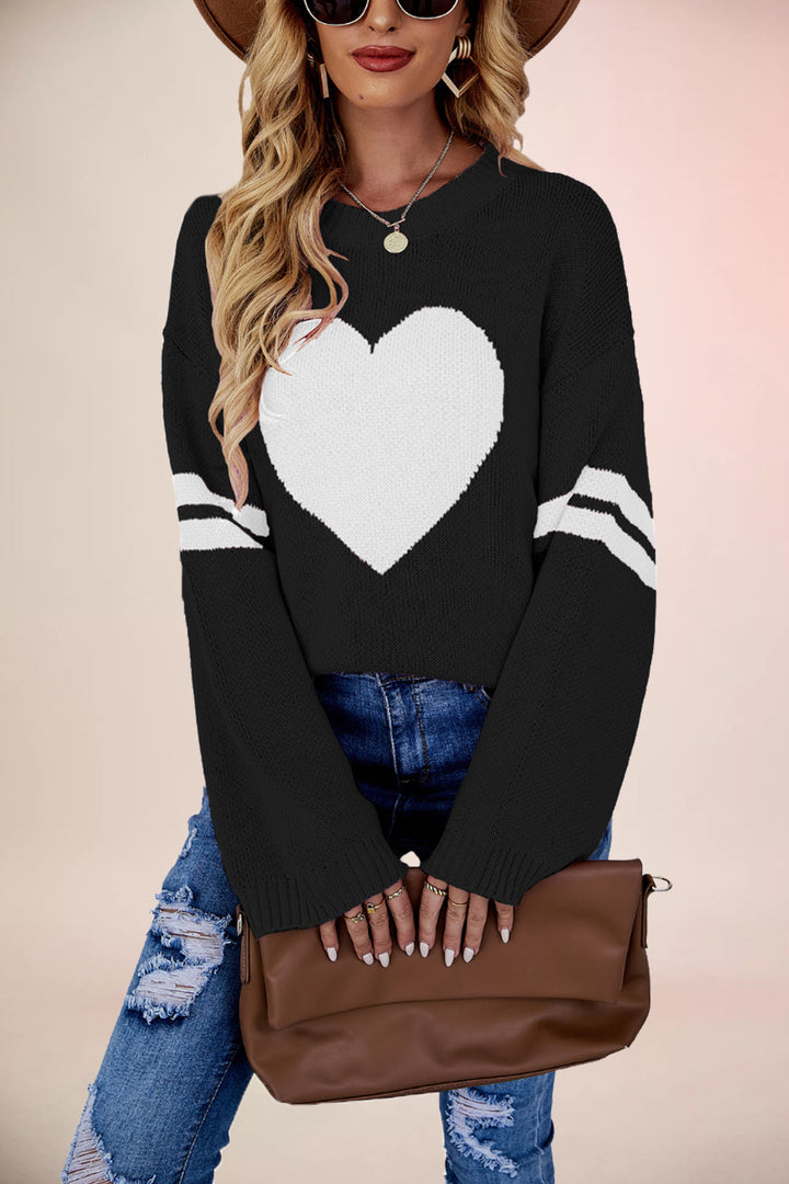 Damen Herz-Muster Pullover Drune