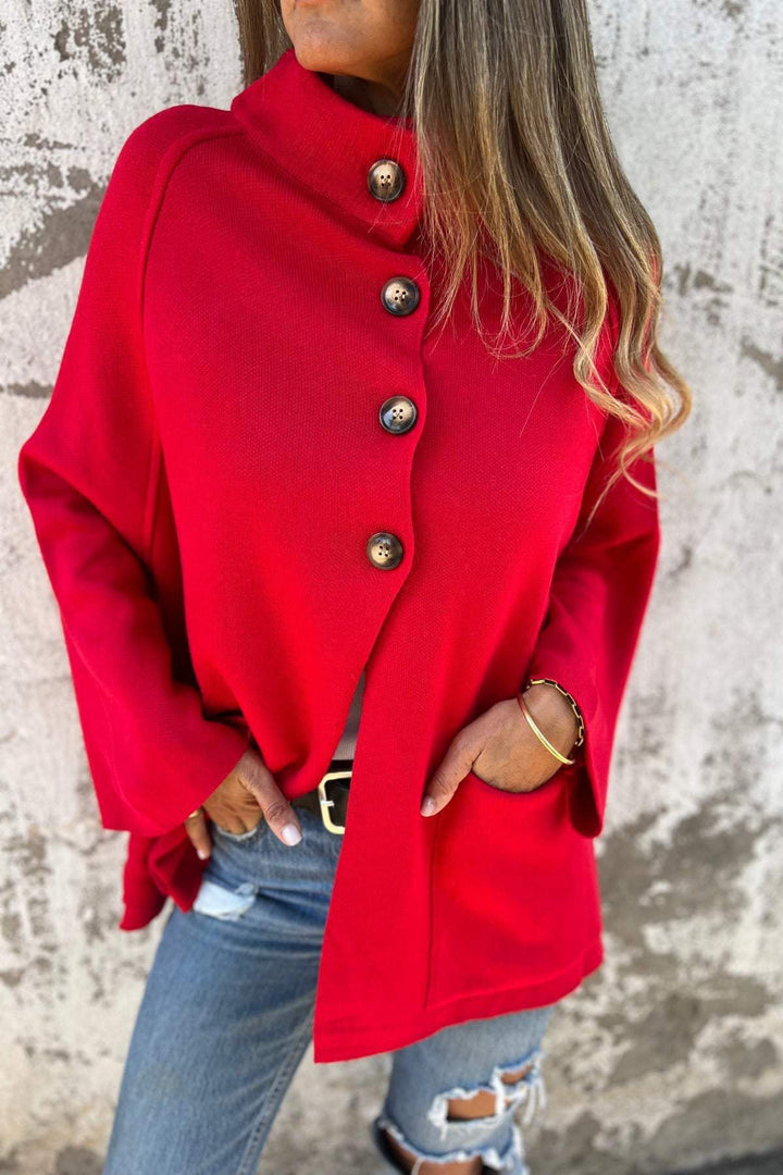 Drune | Turtleneck Knopf Strickstrickjacke Jacke