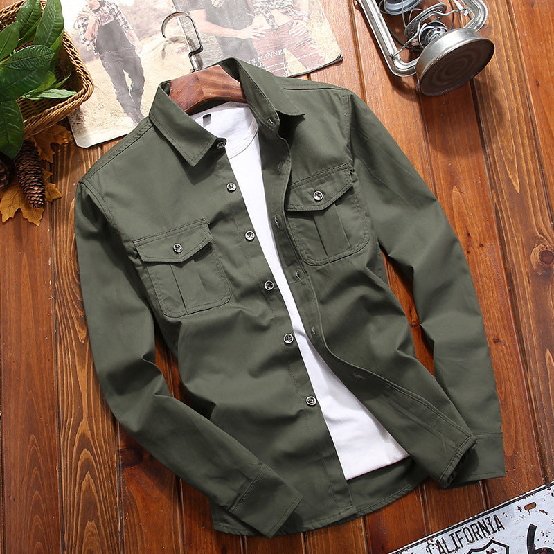 Herren Hemdjacke im Utility‑Look mit aufgesetzten Brusttaschen Drune