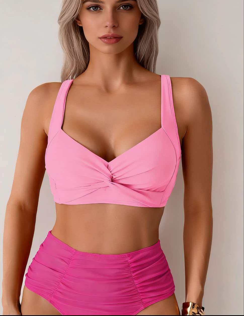 Damen Hochgeschnittenes Bikini-Set mit Twist-Oberteil Drune