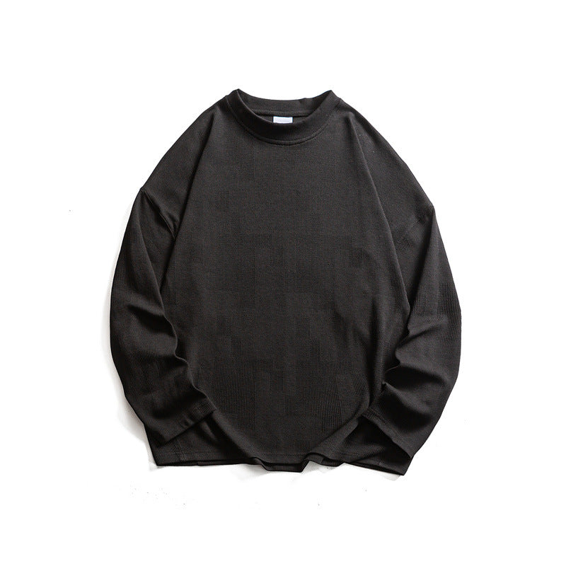 Unisex Grobstrukturierter Waffelstrick-Langarmpullover im Oversize-Schnitt mit Rundhals Drune
