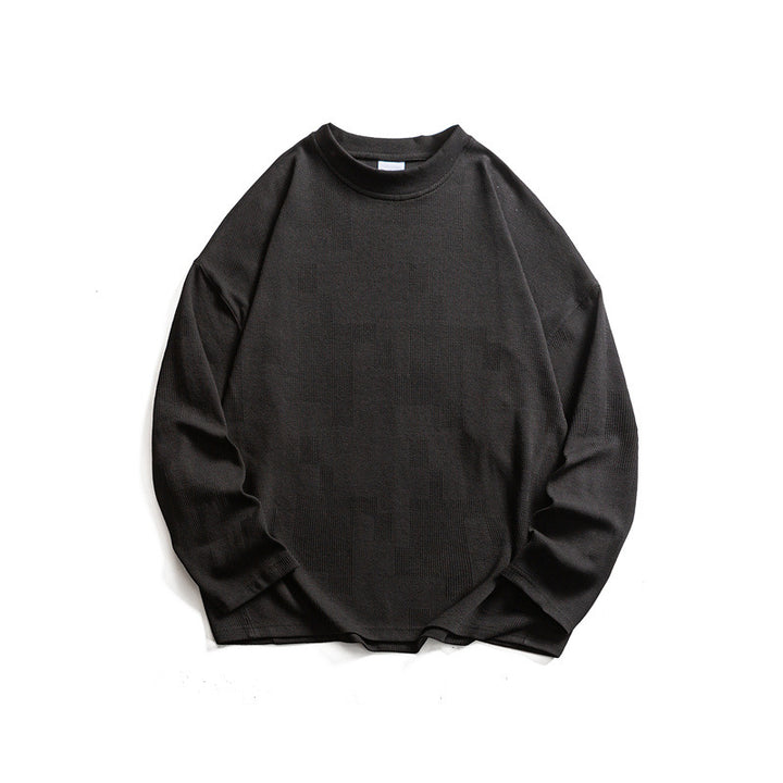 Unisex Grobstrukturierter Waffelstrick-Langarmpullover im Oversize-Schnitt mit Rundhals Drune