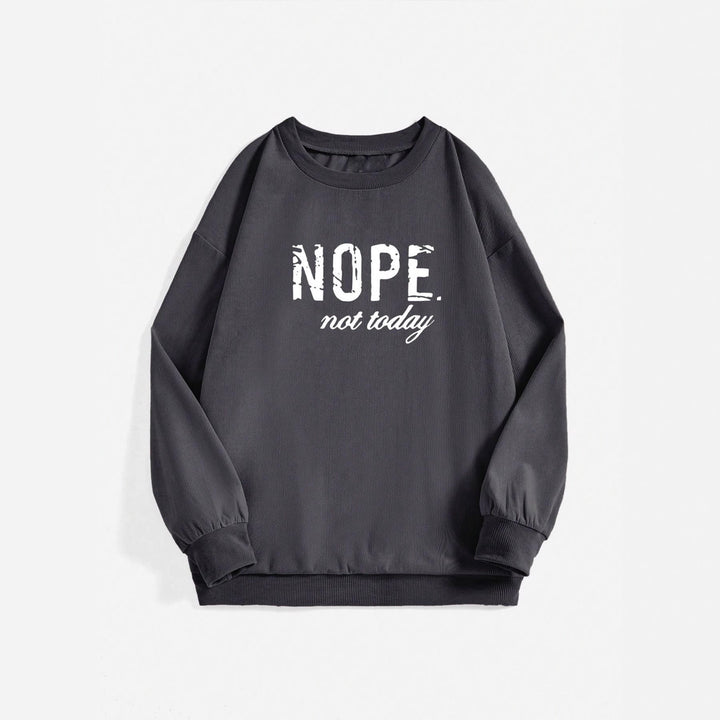 Damen lässiger Sweatshirt mit strukturiertem Stoff und auffälligem Spruch Drune