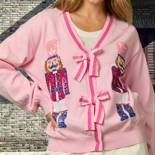 Damen Strickjacke mit funkelnden Details und raffinierten Schleifen Drune