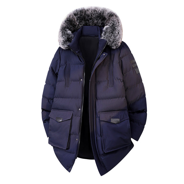 Herren Wattierter Parka im Duffle‑Stil mit Kapuze und großen Pattentaschen Drune