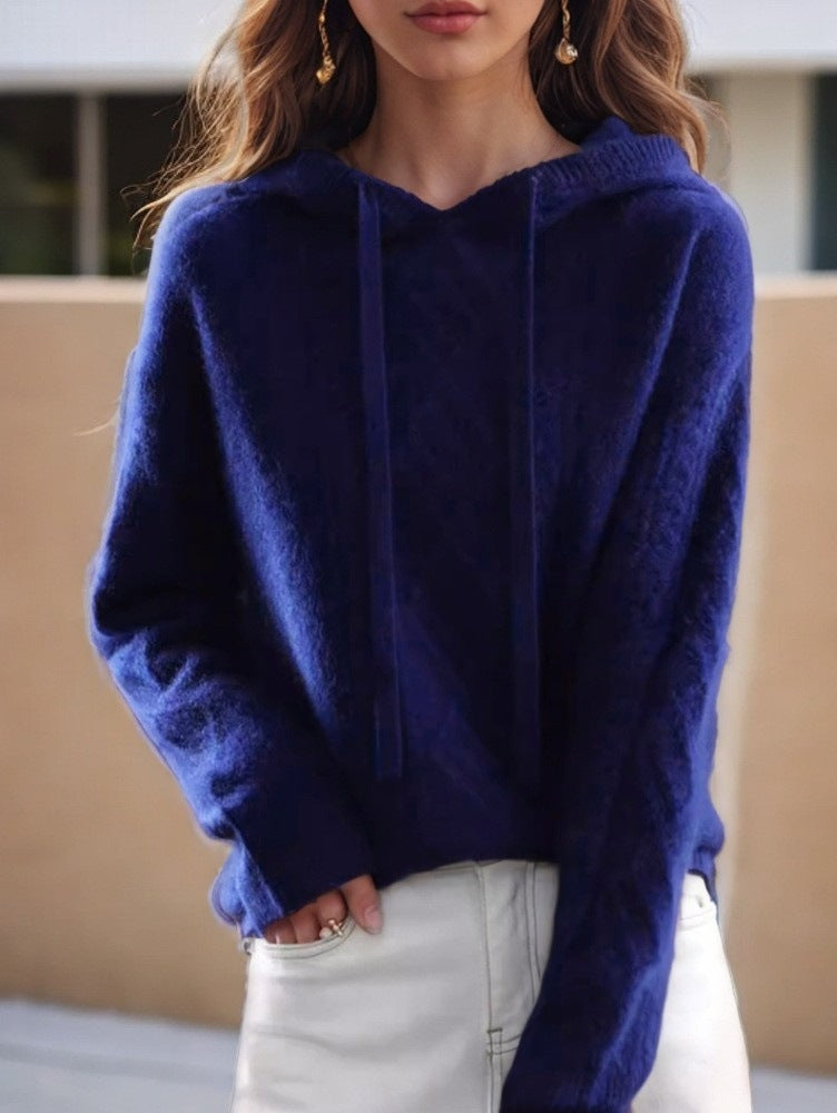 Damen nan kuscheliger Kapuzenpullover aus Kaschmirmischung mit Zopfmuster und Oversize-Schnitt Drune