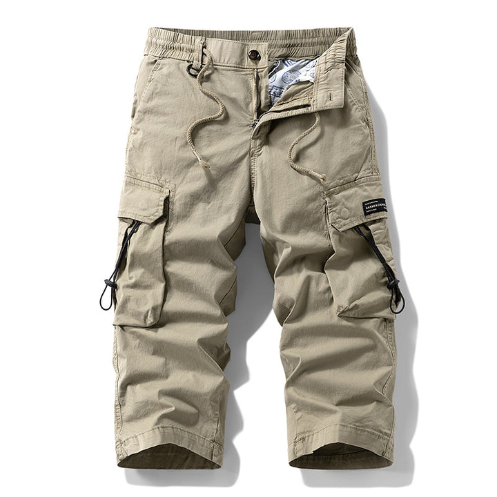 Herren knielange Cargo-Hose mit elastischem Komfortbund, Tunnelzug und Multifachtaschen Drune