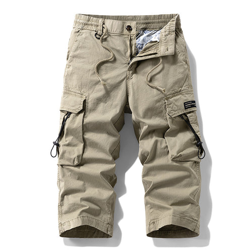 Herren knielange Cargo-Hose mit elastischem Komfortbund, Tunnelzug und Multifachtaschen Drune