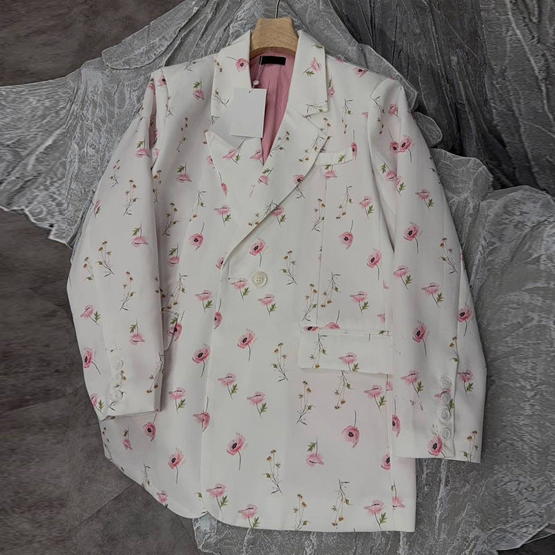 Damen eleganter Blazer-Kleid mit floralen Akzenten Drune