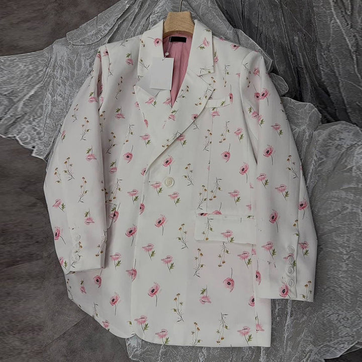 Damen eleganter Blazer-Kleid mit floralen Akzenten Drune