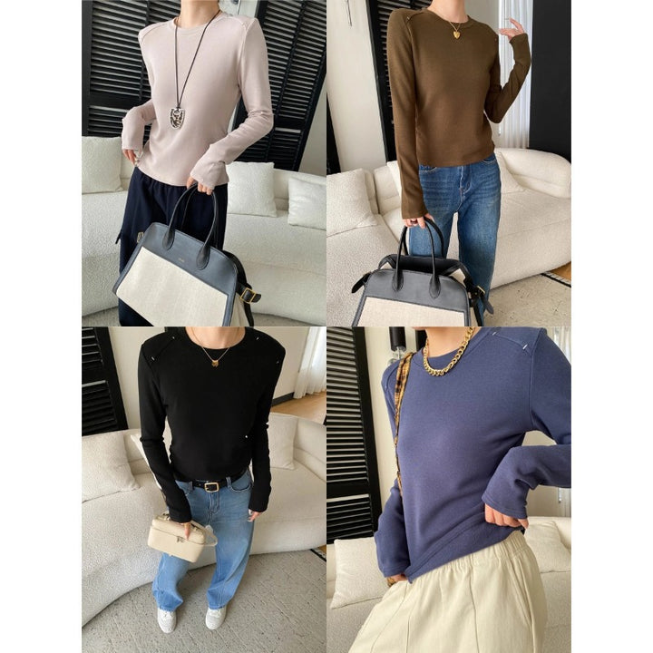 Damen Langarmshirt mit stilvollem Rundhalsausschnitt und modischen Daumenlöchern Drune