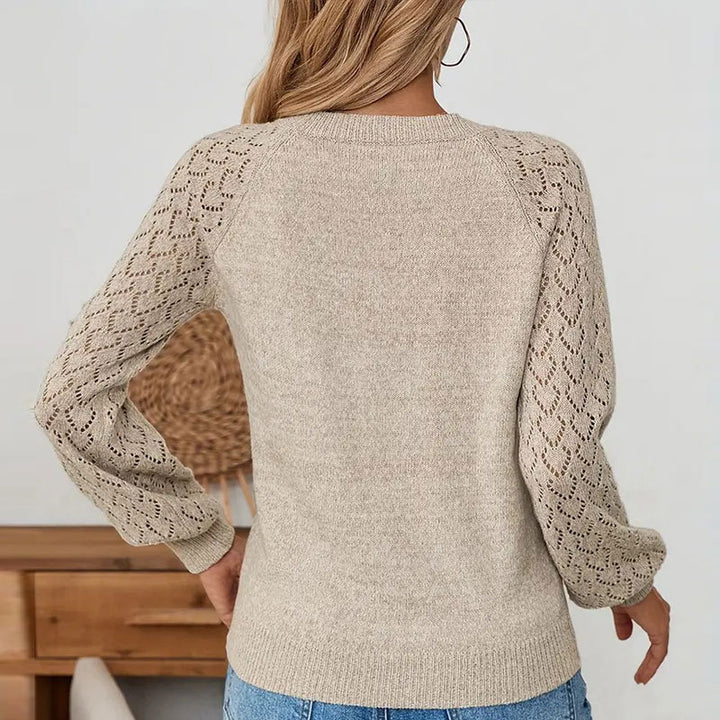 Damen Strickpullover mit raffinierten Lochmuster-Ärmeln Drune
