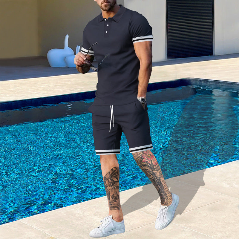 Herren Poloshirt und Shorts-Set mit sportlichen Akzenten Drune