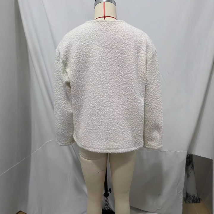 Damen nan kuscheliger Bouclé-Pullover mit Rundhalsausschnitt und entspannter Oversize-Silhouette Drune