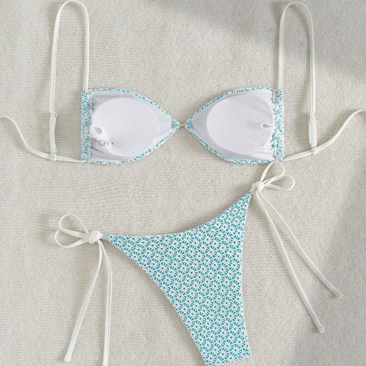 Damen Triangel-Bikini mit verspieltem Blumendruck Drune