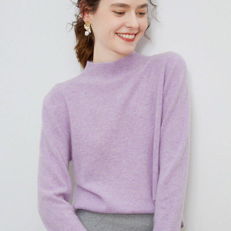 Damen weicher Feinstrick-Mockneckpullover mit Angora‑Look und legerer Silhouette Drune